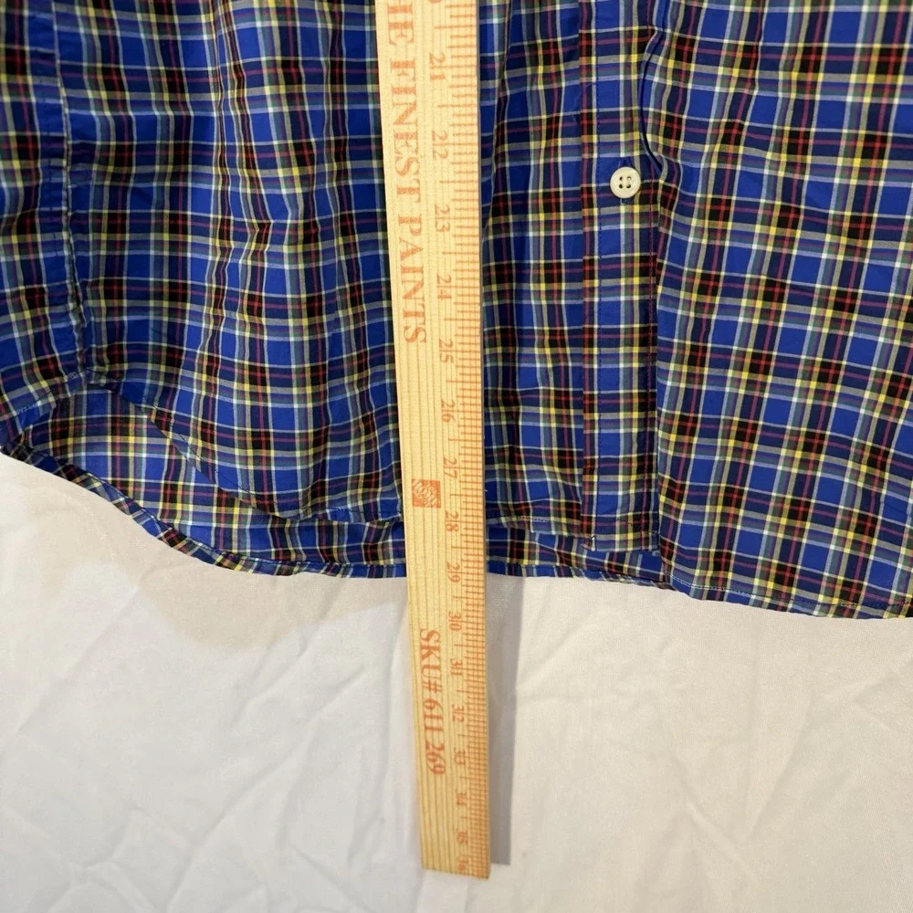 Ralph Lauren Boys Plaid Red Pony Long Sleeve Button‎ Up Blue Check Stripes XL